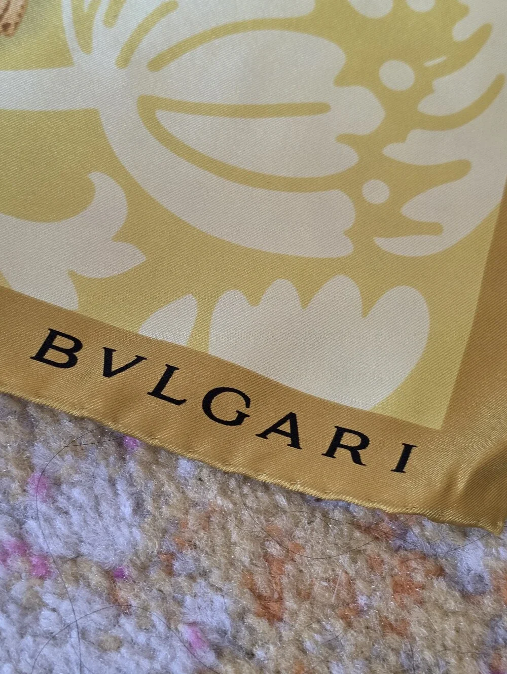 Authentuc Bvlgari Yellow Silk Scarf